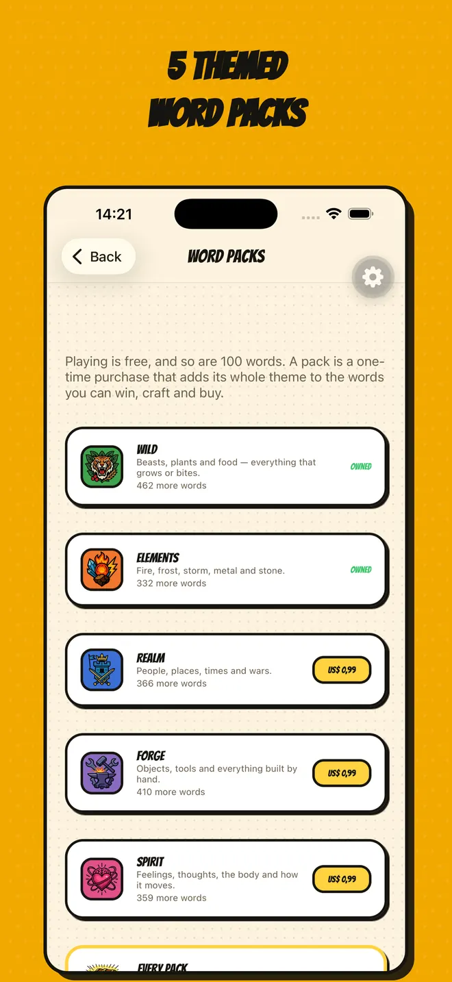 5 THEMED WORD PACKS